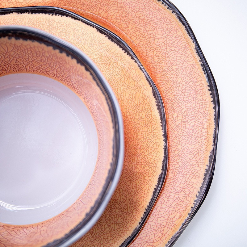 Food-grade melamine tableware, bowls, plates and cups series, plastic imitation porcelain plates, hotel supplies details Picture