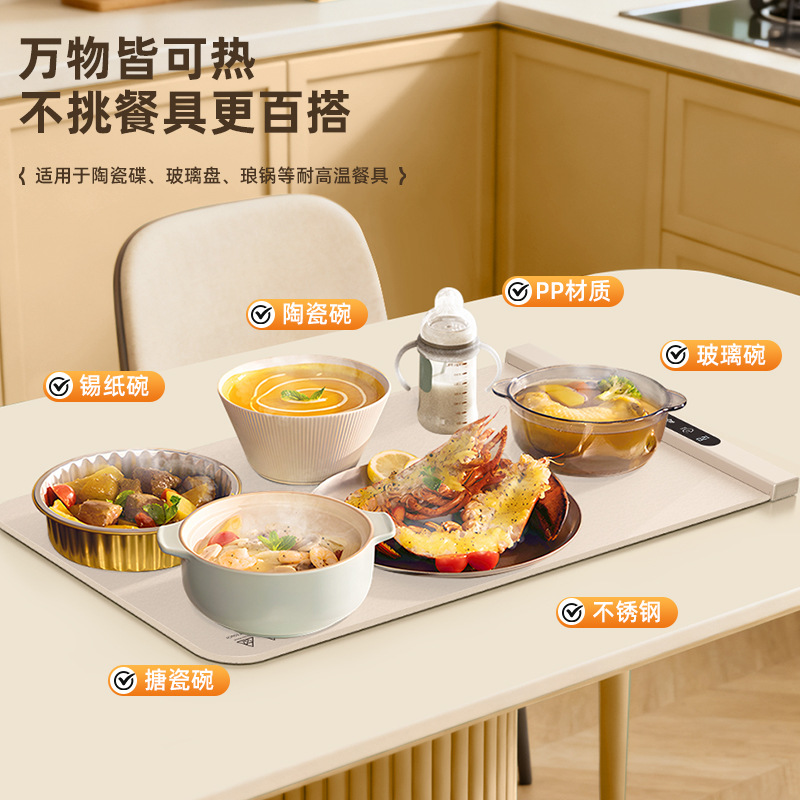 跨境新款秋冬饭菜加热垫智能恒温餐桌保温板家用可收纳硅胶暖菜板产品图