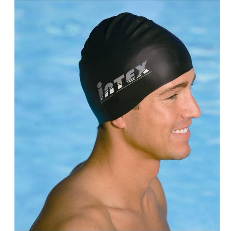INTEX55992纯色硅胶防水泳帽潜水护耳涂层游泳帽专业游泳用品批发