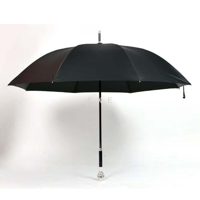 商务高档伞 手握狮子头 黑胶抗风 纤维遮阳挡雨 黑色细节图