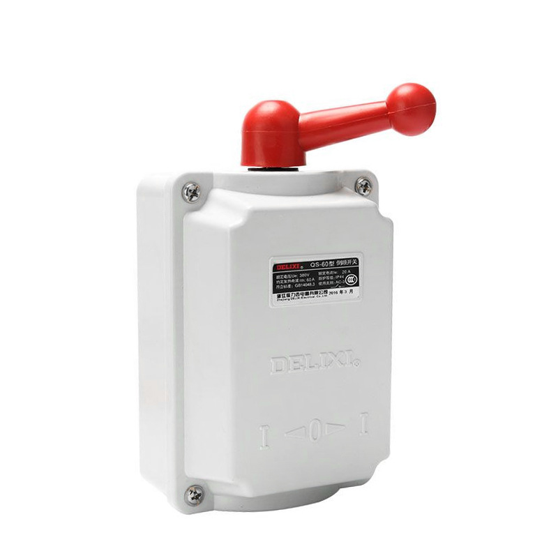 德力西QS-60 30 15A防水防尘三相380V 220V电机正反转向倒顺开关