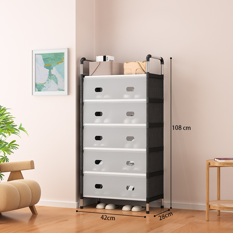 Listening to the rain bamboo and wood grey drawer-type shoe cabinet, widened shoe rack, plastic folding shoe rack, storage and organization cabinet, household shoe rack Application Scenario