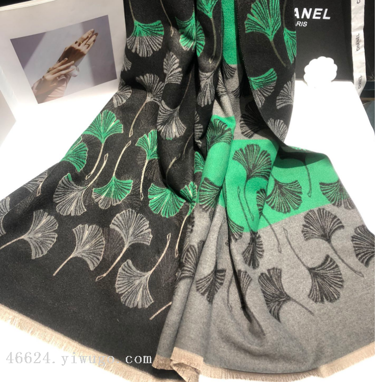 Cross-border scarf wholesale e-commerce live streaming supply chain supply 78 high-speed jacquard series, Ginkgo flower scarves in stock Specification image