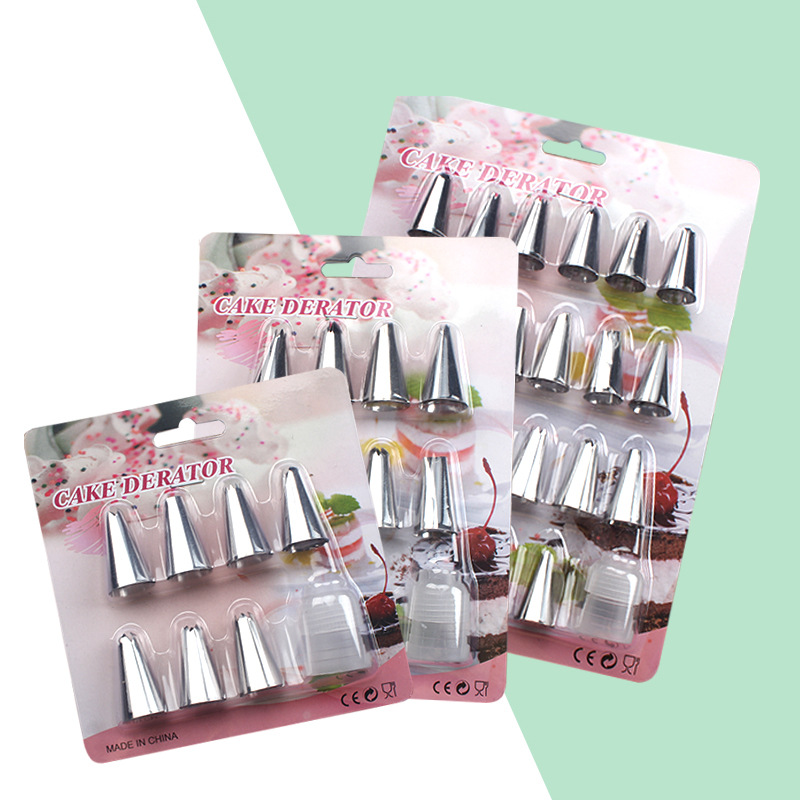 Stainless steel piping tip paper card set 6/9/24 head cream cake silicone piping bag set baking tools details Picture