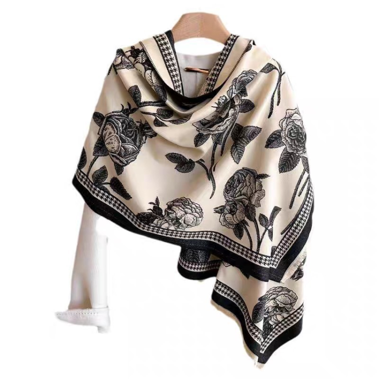 Wholesale of new high-speed jacquard checkered border flower cross-border scarves, e-commerce live streaming supply chain