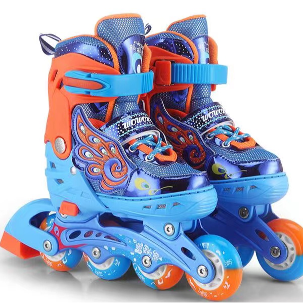 Children's full set of beginner roller skates, fully flashing PU wheels, adjustable and detachable inline roller skates for both men and women details Picture