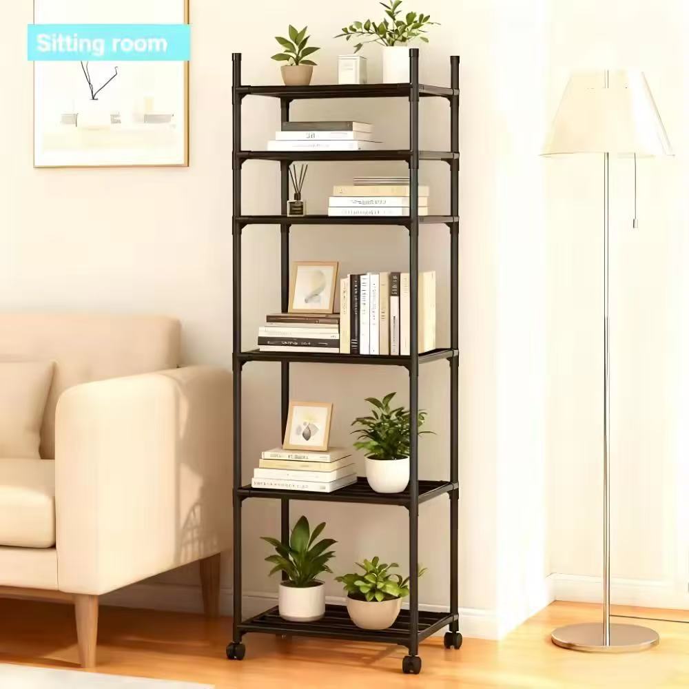 Kitchen storage rack, floor-standing multi-layer multi-functional household mobile storage rack, storage rack, microwave pot rack