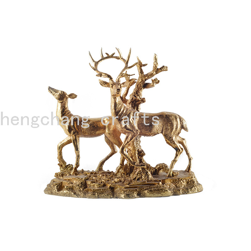 可定制两鹿纯铜饰品家居客房卧室餐厅工艺品饰品酒店大堂饰品