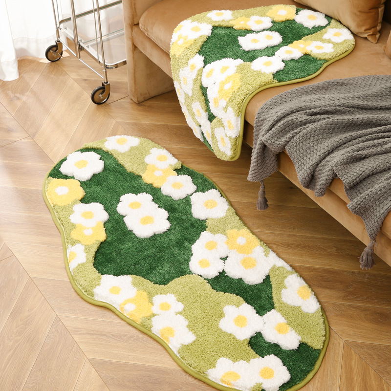 Forest-style moss carpet, thickened plush bed mat for the bedroom, sofa and chair floor mat for the living room, and irregular-shaped coffee table mat for the balcony Item Picture