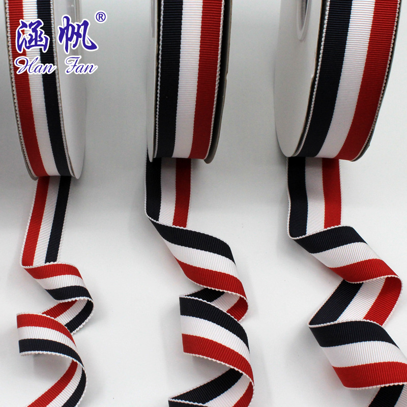 1.2-4cm red, white and blue woven hat straps, silk ribbons and colorful ribbons gift packaging diy factory direct sales details Picture