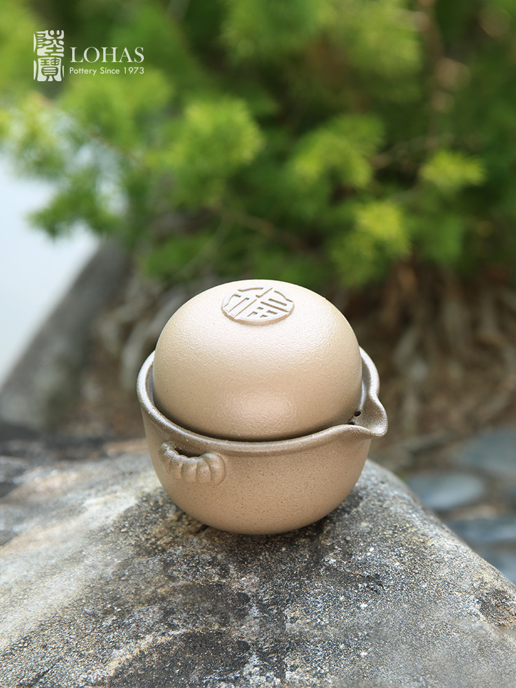 Lubao Ceramics Flagship Store Linglong Casual Brew a pot, a cup, a one-person tea set, a small set of ink-colored quick guest cups details Picture