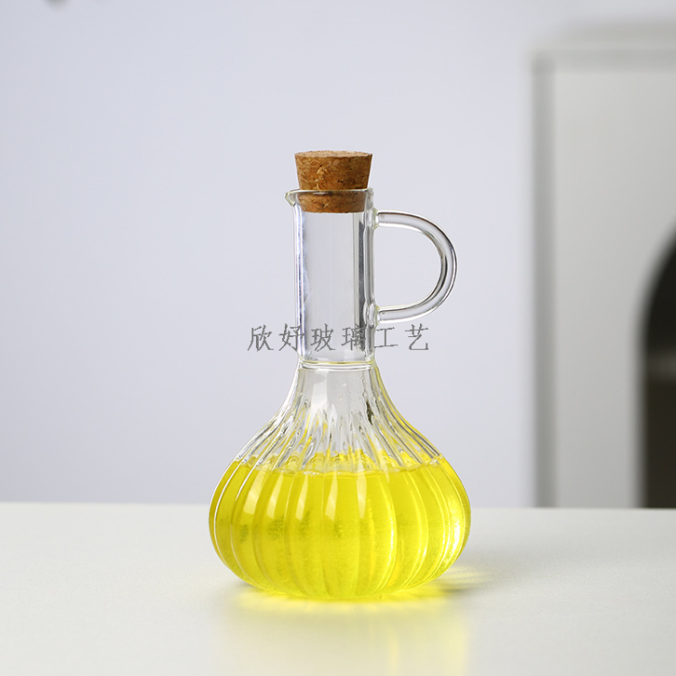 玻璃油壶厨房家用套装油壶带竹木架玻璃油瓶酱油醋瓶调料瓶储油罐