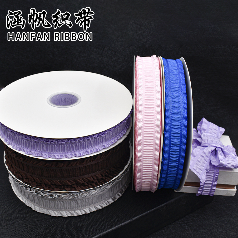 Hanfan Webbing Korean-style double pleated edge ribbon High-end custom DIY handmade bow ribbon flower decoration clothing accessories details Picture