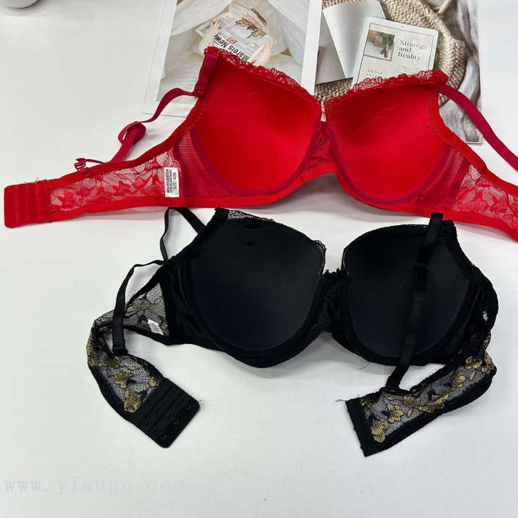 185# Export African large-sized bras in solid color with gold embossed lace patterns, cup-shaped bras, gathering sexy and interesting bras, underwear QNI Item Picture