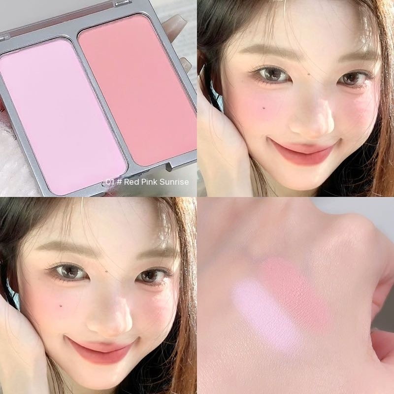 High color rendering two-color color-changing matte powder blush palette, waterproof and long-lasting facial blush makeup factory wholesale Item Picture