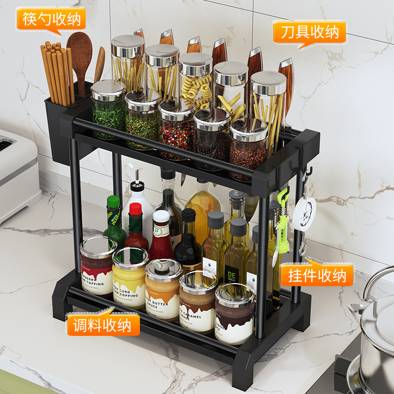 Kitchen storage rack, floor-standing seasoning rack, multi-layer corner household kitchen tabletop, soy sauce seasoning storage rack details Picture