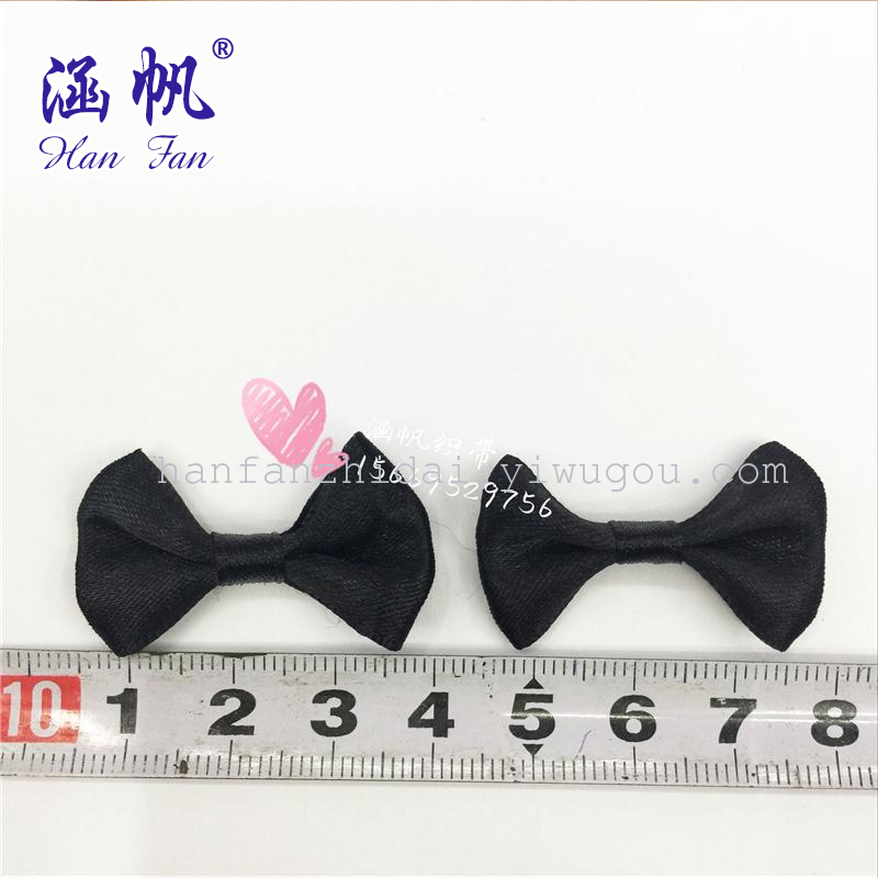 Black satin ribbon handmade bow accessory, woven ribbon bow