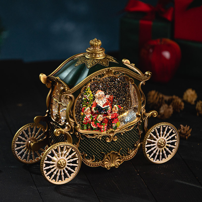 High-end Christmas pumpkin carriage, old man wind lantern, music box, music box decoration, birthday gift, display item, gift crystal Specification image