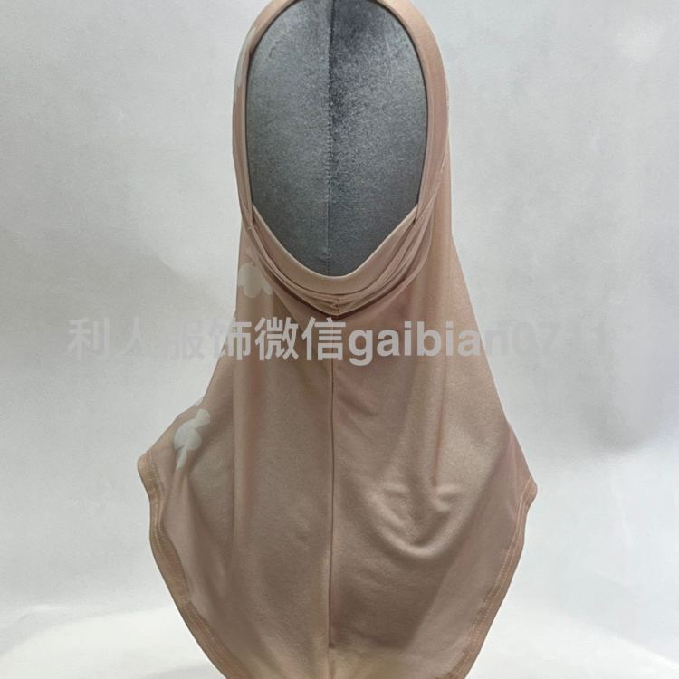 针织面料 头套 印花帽子穆斯林 纱巾长巾 围巾 软帽檐头盖