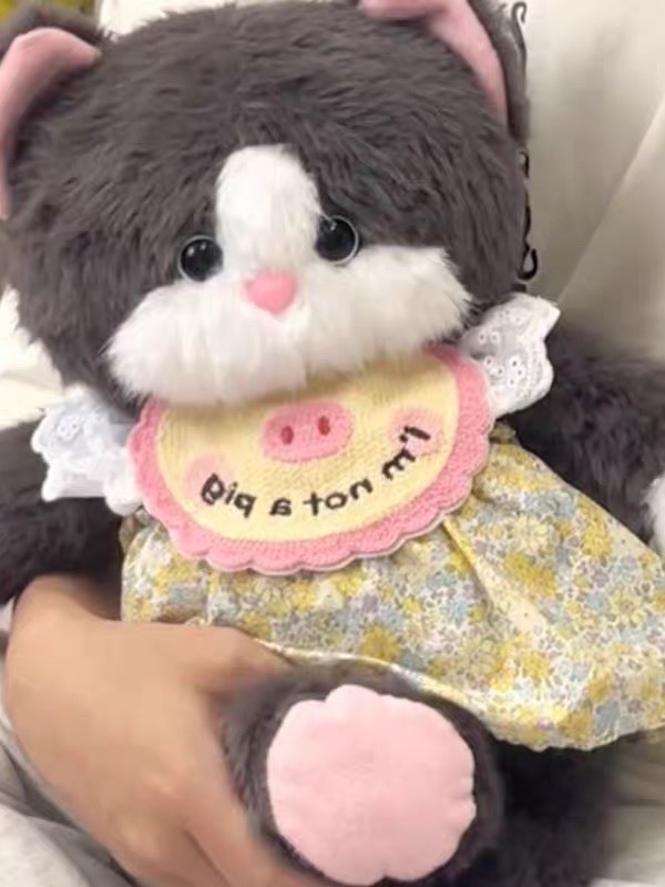 Cute little black cat plush toy 2024 new style personalized doll backpack cartoon backpack gift details Picture