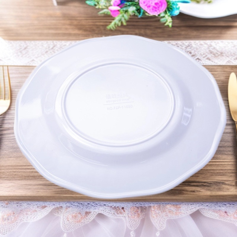 跨境食品级密胺材质餐盘饭店酒店炒菜密胺盘10寸凉菜盘子批发细节图