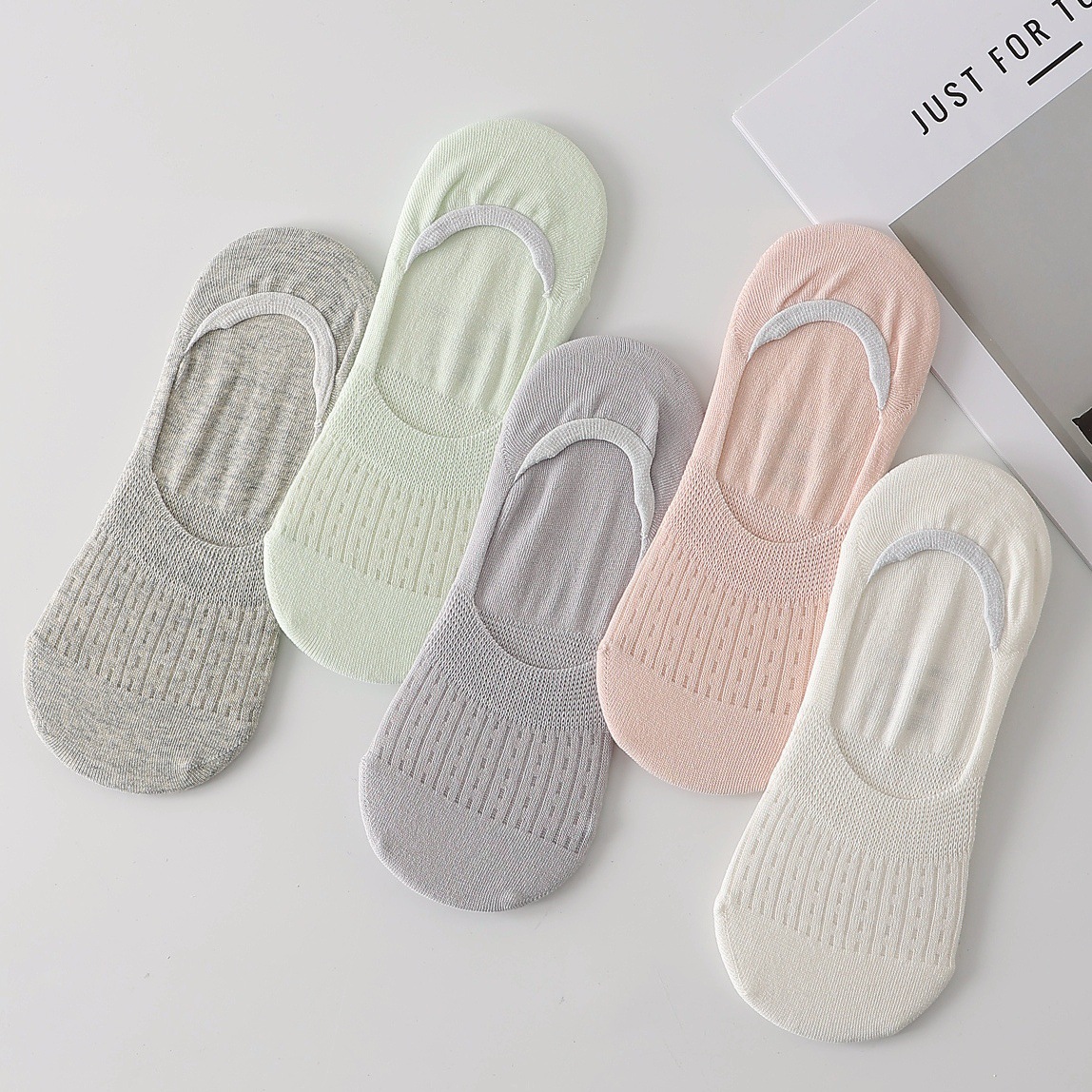 Summer shallow-mouthed boat socks, solid-color hollowed-out silicone invisible thin socks, pure windproof thin socks, breathable, sweat-absorbent and anti-slip Item Picture