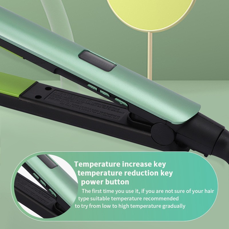 跨境液晶显示屏直发夹板调温多功能卷发棒直卷两用护发直发电夹板