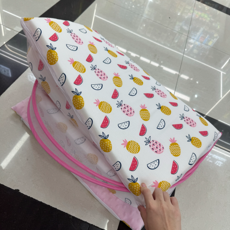 婴儿蚊帐婴儿床防蚊夏季带枕头室内加密便携式纹帐宝宝蚊帐细节图