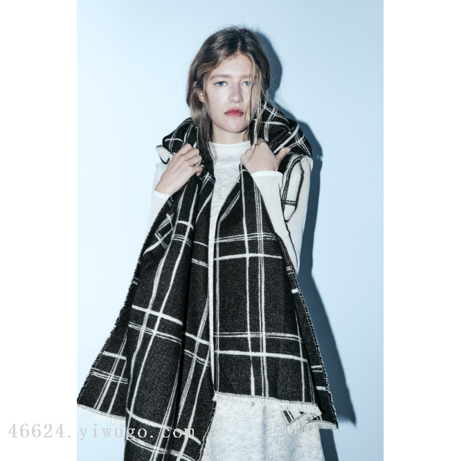 Cross-border scarf wholesale e-commerce live streaming supply chain, jacquard series in stock, double-sided checkered Item Picture