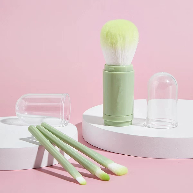 4-in-1 makeup brush set mini portable toolkit, convenient for eyeshadow application full image