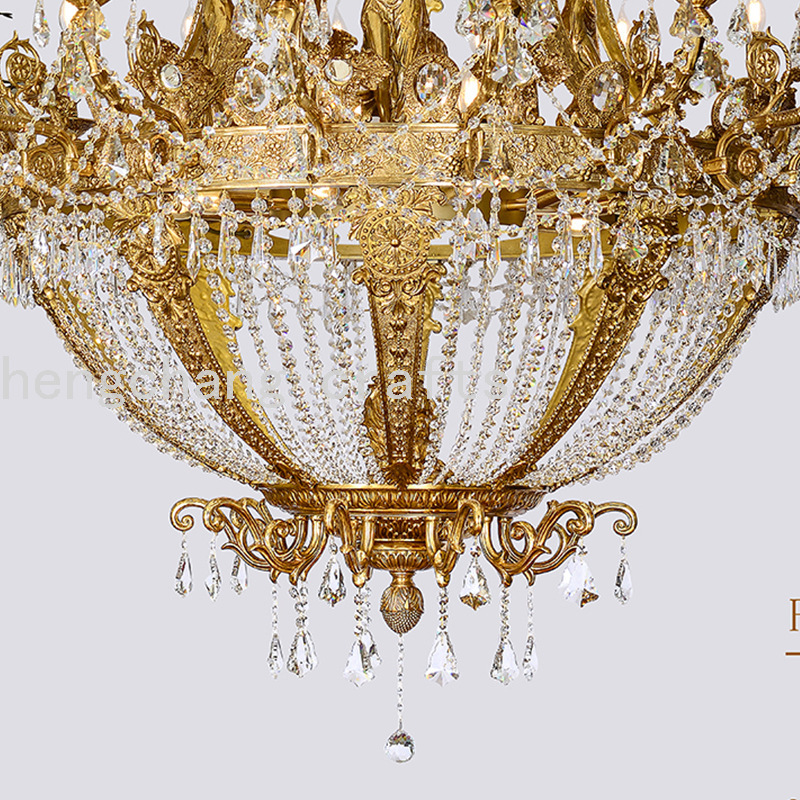 法式全铜灯豪华水晶吊灯别墅客厅复古艺术灯氛围书房卧室灯