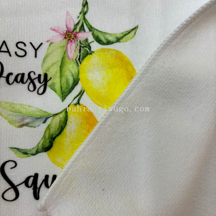 Bahia 40*60cm Soft kitchen cloth, fresh lemon digital printed tea towel, guest bedroom tea room cleaning towel details Picture
