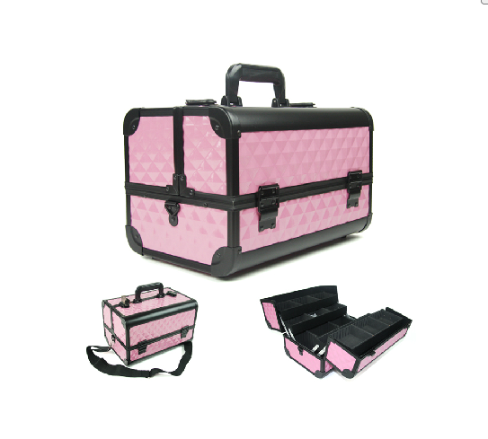 Professional large-sized pink diamond multi-layer makeup box, makeup tool box, can be carried over the shoulder with makeup, essential for makeup, new Korean style