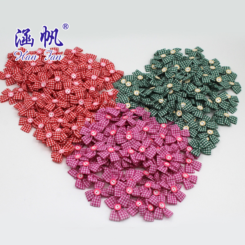 格子蝴蝶结粘纽扣格子带条纹带手工服装视频蝴蝶结花籽