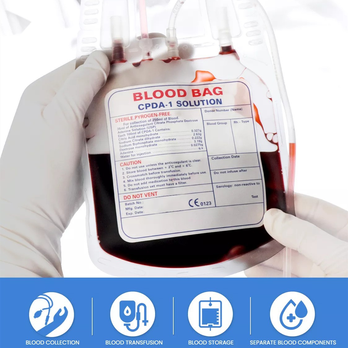 Disposable single-tube blood transfusion bags for foreign trade 100/250/350ml medical sterile large-capacity universal blood bags