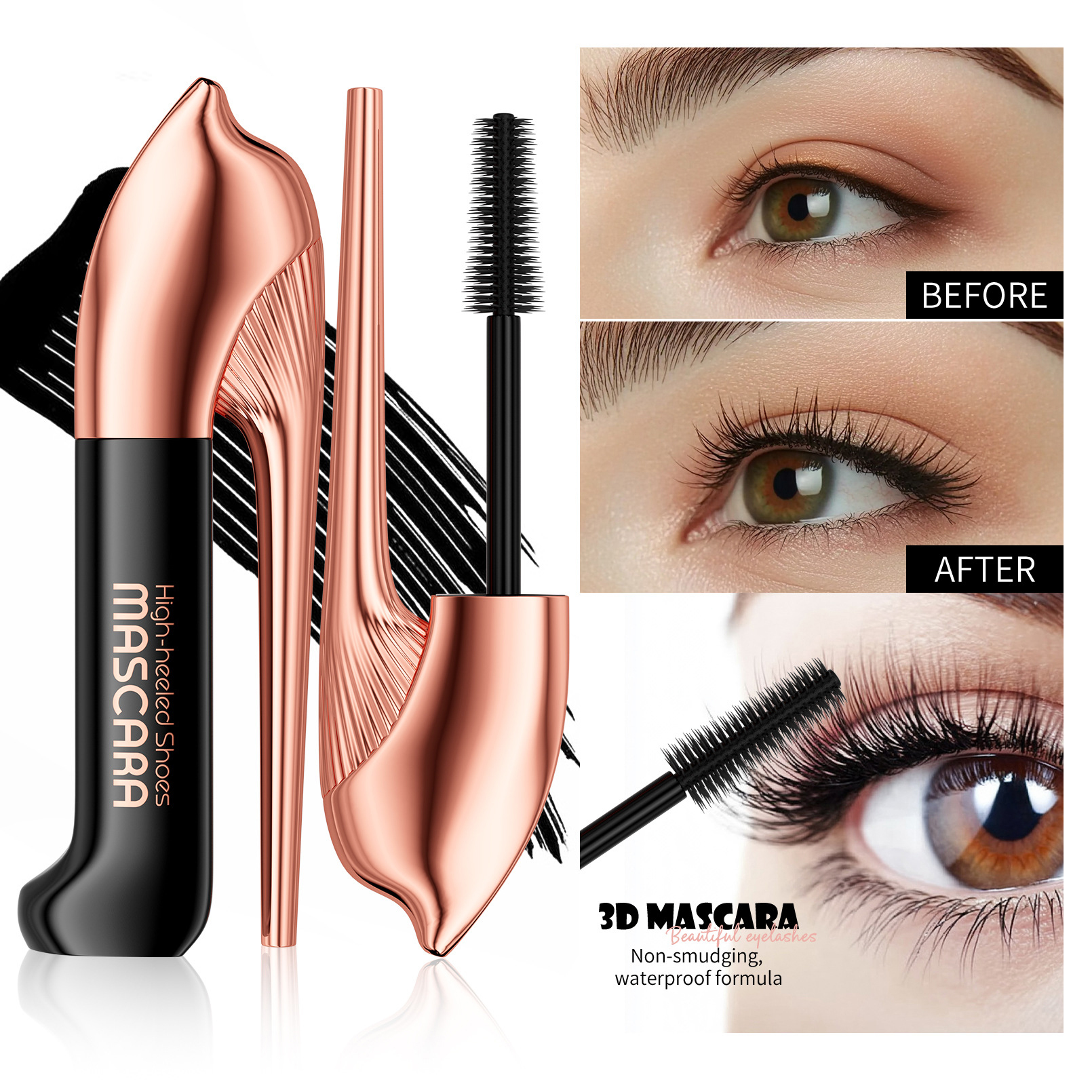 High-heel mascara - mascara primer - waterproof, long, thick and curly, non-fading women's mascara Item Picture