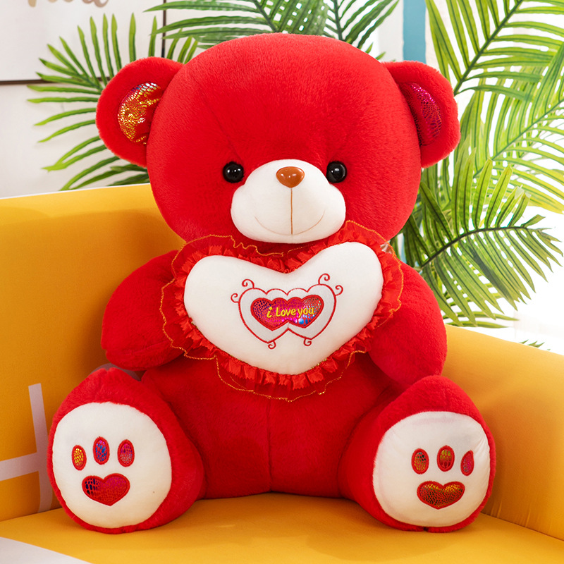 South American, Russian, European and American foreign trade best-selling plush toy figurines with heart-hugging bears, glowing bear dolls, children's gifts Item Picture