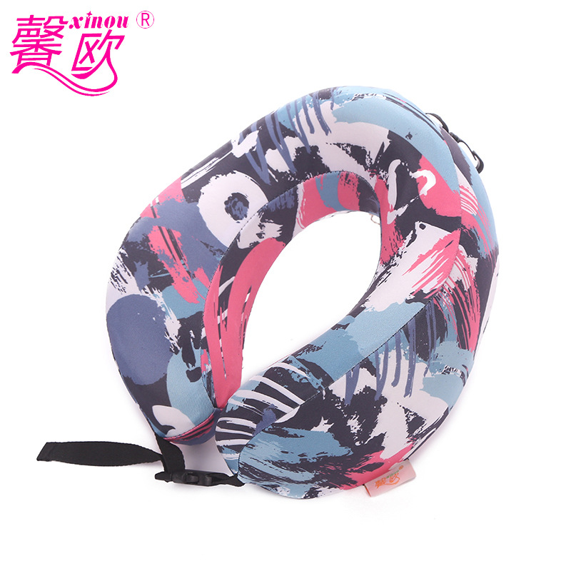 印花记忆棉U型枕 居家靠枕颈枕夏季午睡午休靠枕抱枕便携