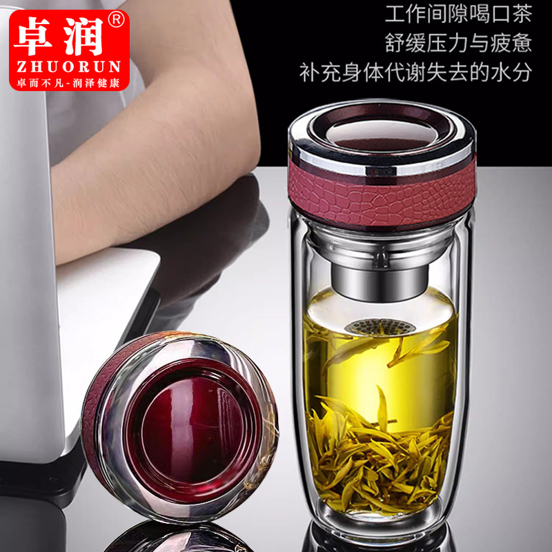Wholesale and consignment of double-layer thickened heat-insulating portable car tea cups for men and women, transparent goose egg cups details Picture
