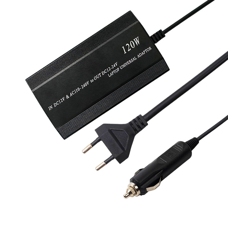 120W adjustable voltage power supply, home/car charger, 12V car charging source transformer with eight-piece set