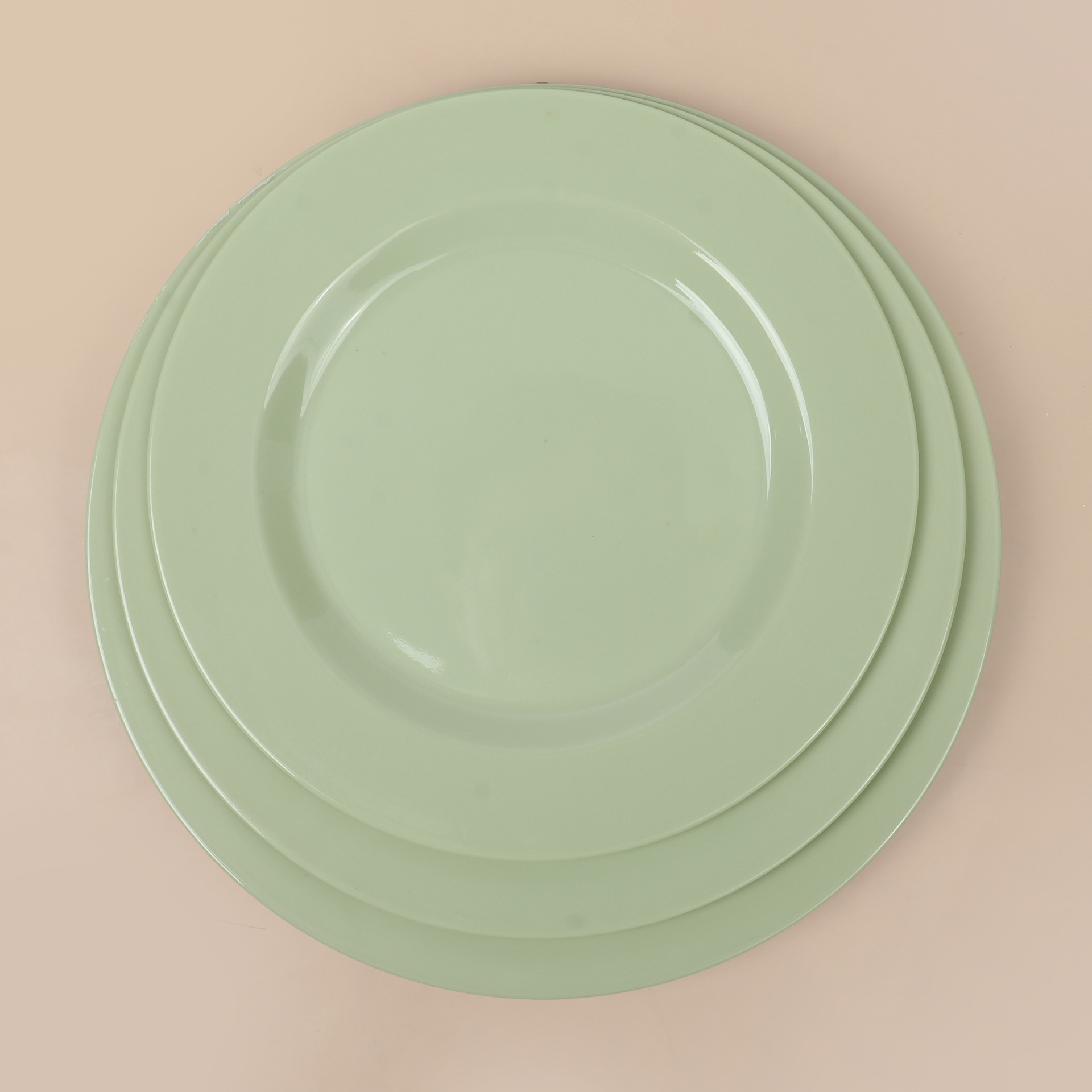 跨境密胺盘子圆形仿瓷平盘商用餐厅自助快餐盖浇饭盘凉菜骨碟浅盘