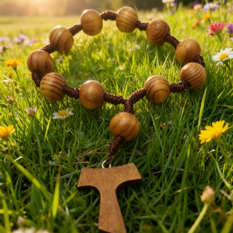 天然十字架念珠木质打结木纹珠16mm饰品欧美跨境货源批发