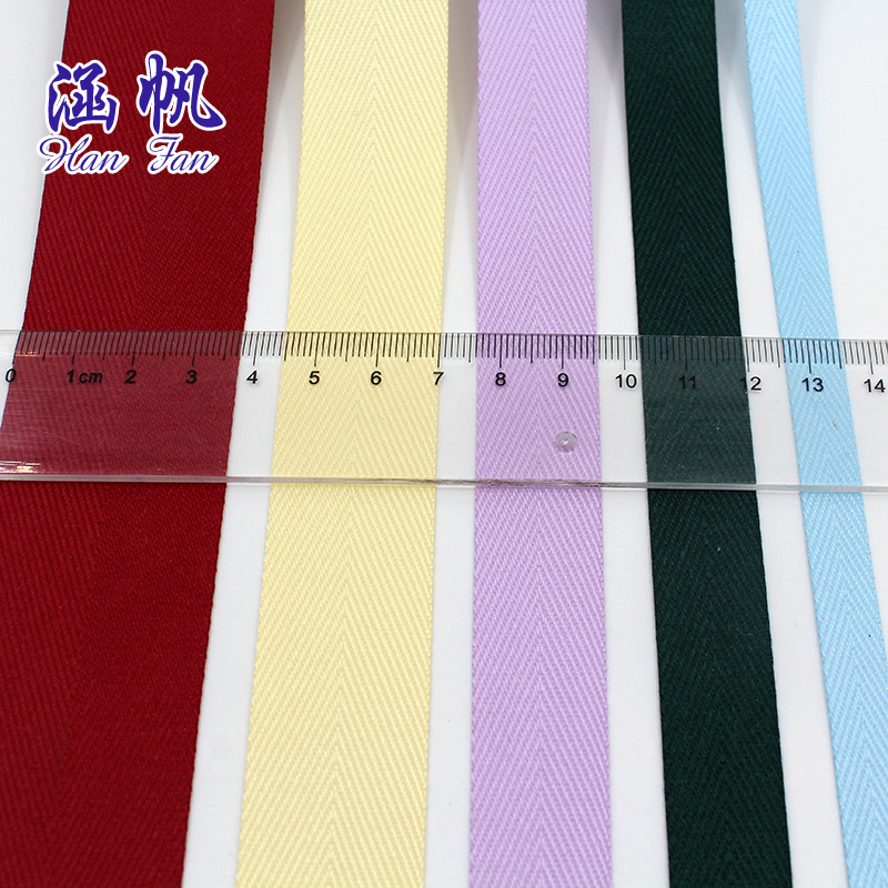 Ribbon webbing, colored ribbon herringbone webbing, dyed hemming, clothing accessories, collar webbing manufacturer wholesale and customization details Picture