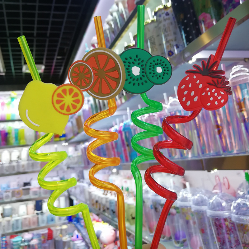 创意款水果创意吸管饮料艺术吸管可爱卡通造型PVC吸管7