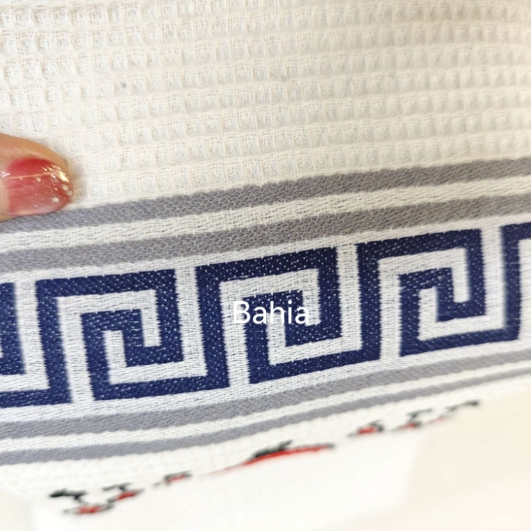 ونسج منديل من القطن الأبيض الممزوج باللون الرمادي details Picture