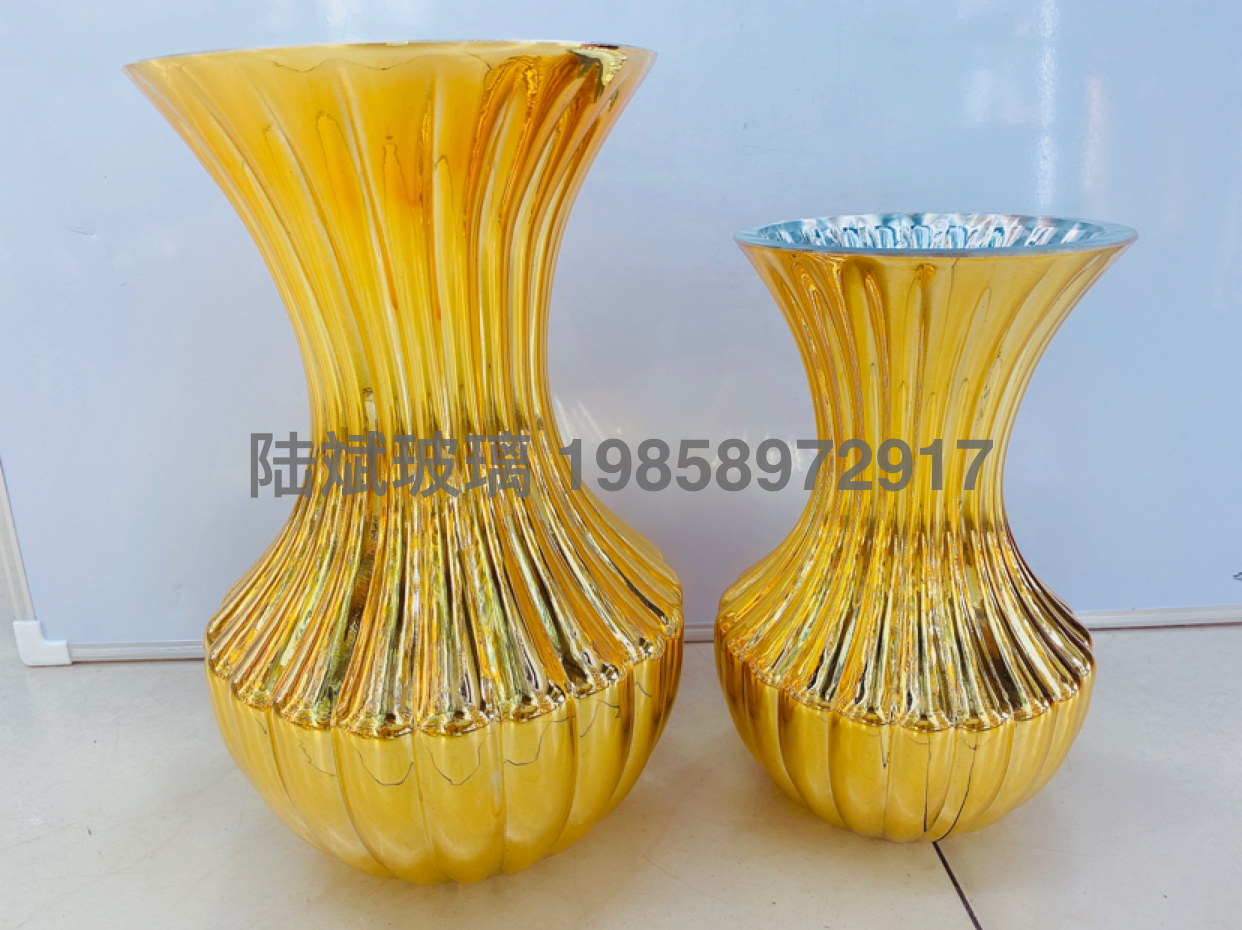 中东金色玻璃花瓶电镀金色玻璃花瓶工艺品