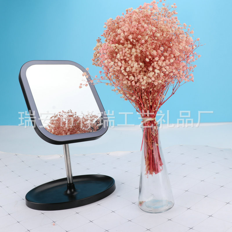 亚马逊迷你桌面化妆镜台式梳妆镜 伸缩补光led灯化妆镜智能镜子