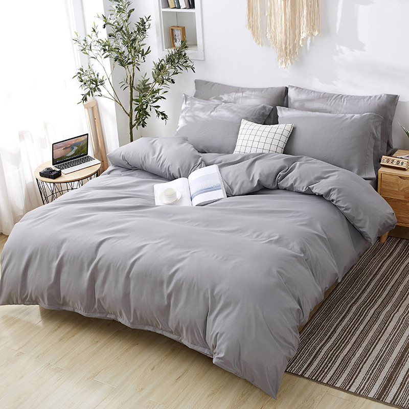 四件套/床上四件套/床上用品/被套纯棉/60支纯棉四件套白底实物图