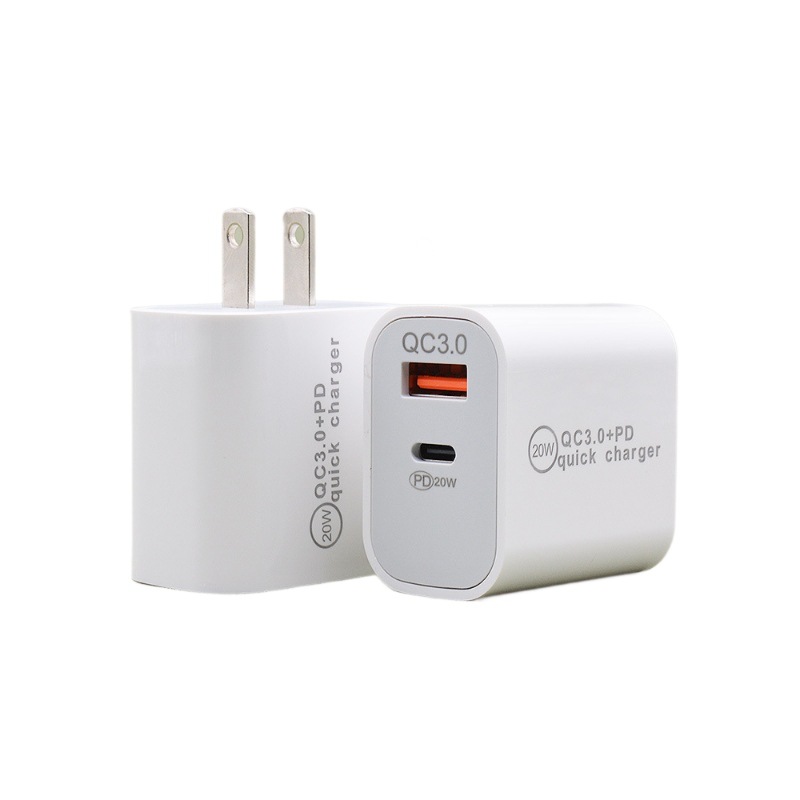 The multi-port charger PD20W fast charging head is suitable for Apple charger QC3.0 fast charging. Wholesale of dual-port charging heads details Picture