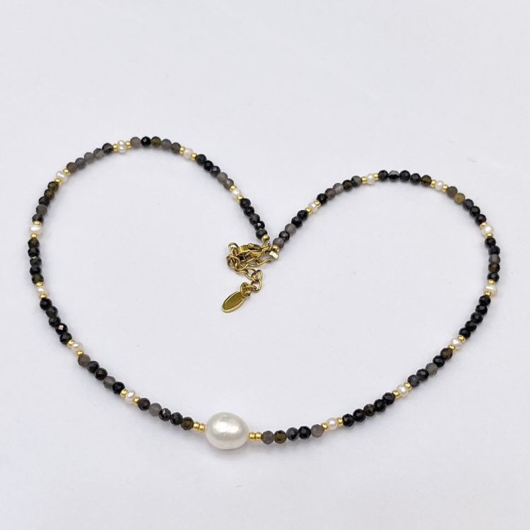 银饰/项链/金色链子/珍珠/梵克雅宝单花项链细节图